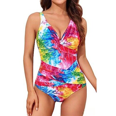 Vintage One Piece Swimsuit Sexy Printed Swimming Suit for Wo