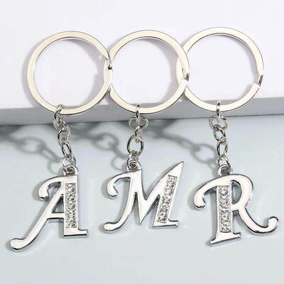 Metal Keychain A-Z Initial Key Ring 26 Capital Letter Key Ch