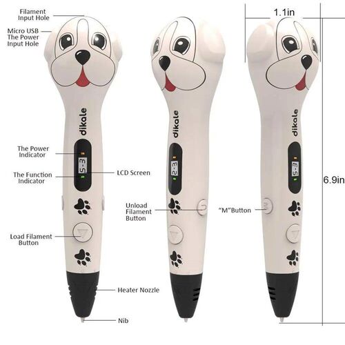 3D Printing Pen, Cute Dog OLED Screen 3D Pen, 3D Printer Pen