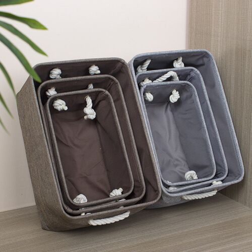 Cotton Linen Folding Storage Baskets kids toys organizer Clo