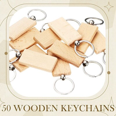 50 Pieces Blank Wooden Key Tag Key Engraving Blanks