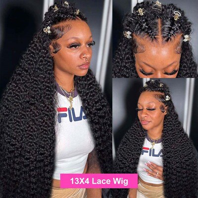 40 42 Inch Deep Wave Frontal Wig Full13x4 13x6 HD Lace Front