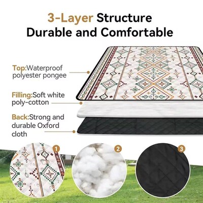 Large Beach Blanket & Mat (200x200CM): Waterproof Picnic Bla