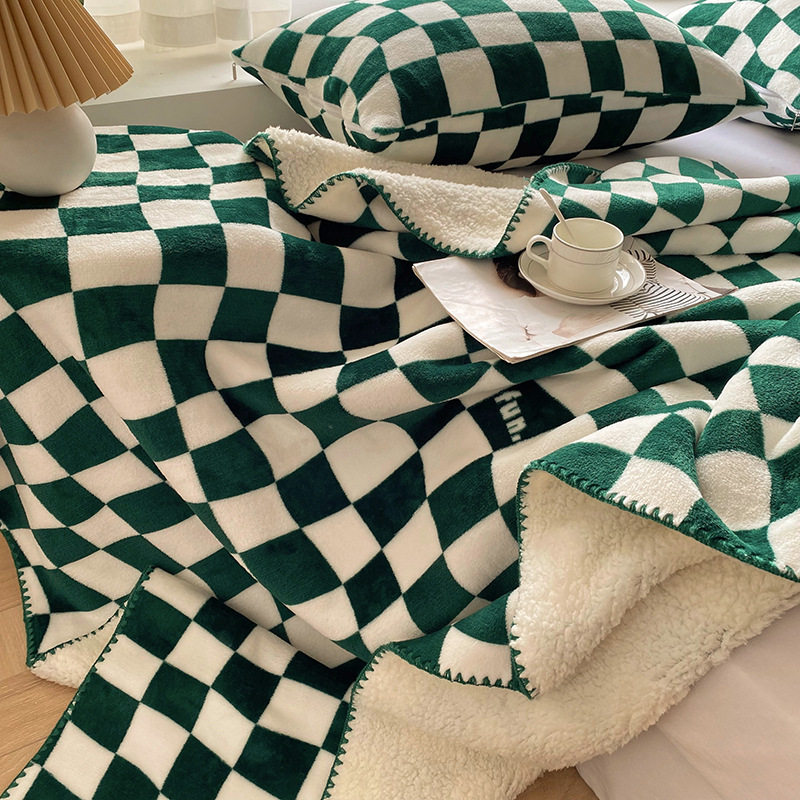 棋盘格复合毛毯手工复古儿童沙发午睡毯羊羔绒盖毯休闲披肩空调毯,床上用品,休闲毯/毛毯/绒毯,淘宝优惠券,粉丝福利购,淘宝优惠卷