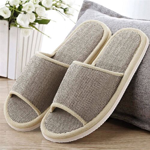 2024 New Linen Shoes Women And Men Household Slippers Home F