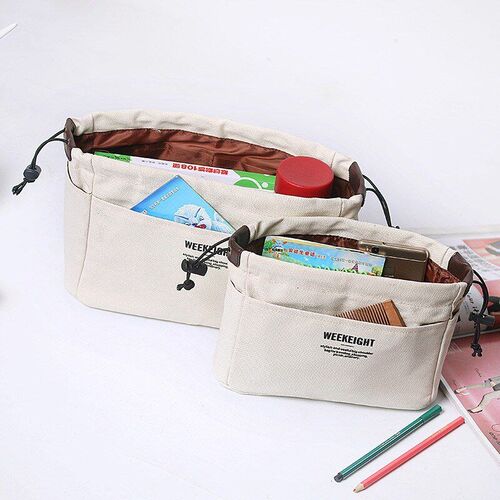 Drawstring Canvas Storage Organizers Multi-Pockets Liner Bag