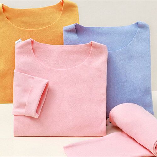 Girls Pyjamas Set Long Sleeve Velvet Seamless Thermal Underw