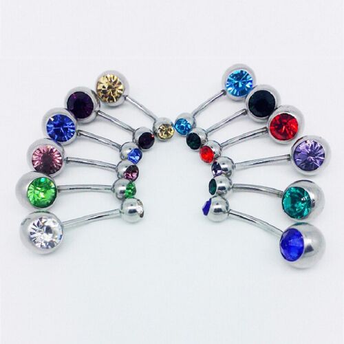 10 pcs/lot Piercing Navel Surgical Steel Single Crystal Rhin