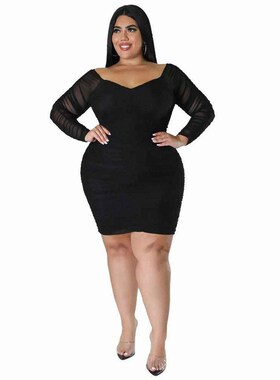 plus dress women big size 5XL Fat lady Show thin skirts red