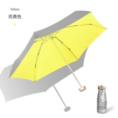 Flat 5-fold Titanium Silver Glue Sun Umbrella Sun Protection