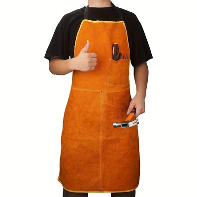 Leather Work Shop Apron, Buckle straps, Heat & Flame Resista