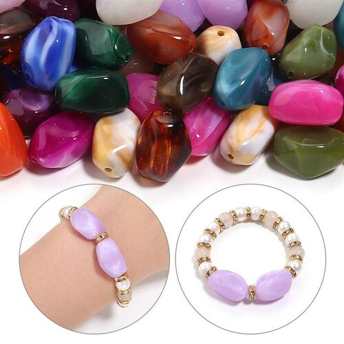 20pcs Irregular Acrylic Double Colors Beads Colorful Loose S