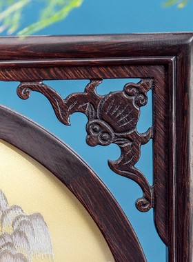 韵彩绣艺面台屏实木摆台中式刺绣工艺品礼盒装客厅桌面摆件送