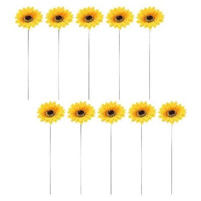 10pcs Sunflower Garden Decoration Stakes MetalFlower Lawn
