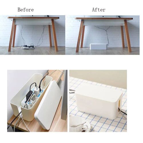 Cable Storage Box Power Strip Case Wooden Power Line Wire Ma