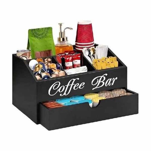 Y17A Coffee Station Counter Organizer Countertop Wooden