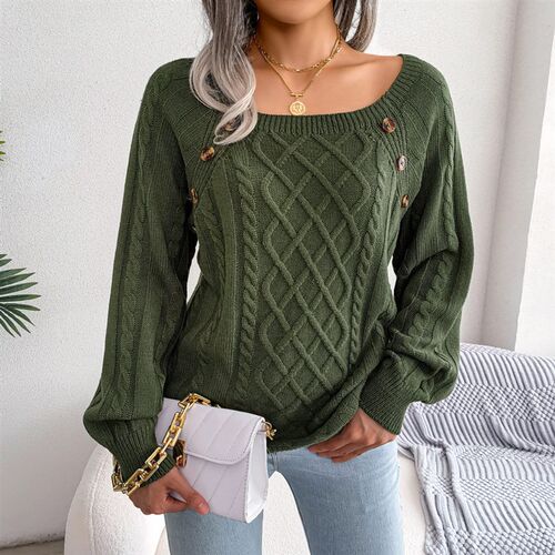 2023 Autumn and Winter Casual Square Collar Sweater Women