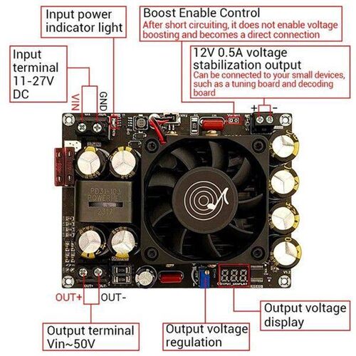 ZK-PW500 Boost Board Module 12V24V to 24V-50V Adjustable
