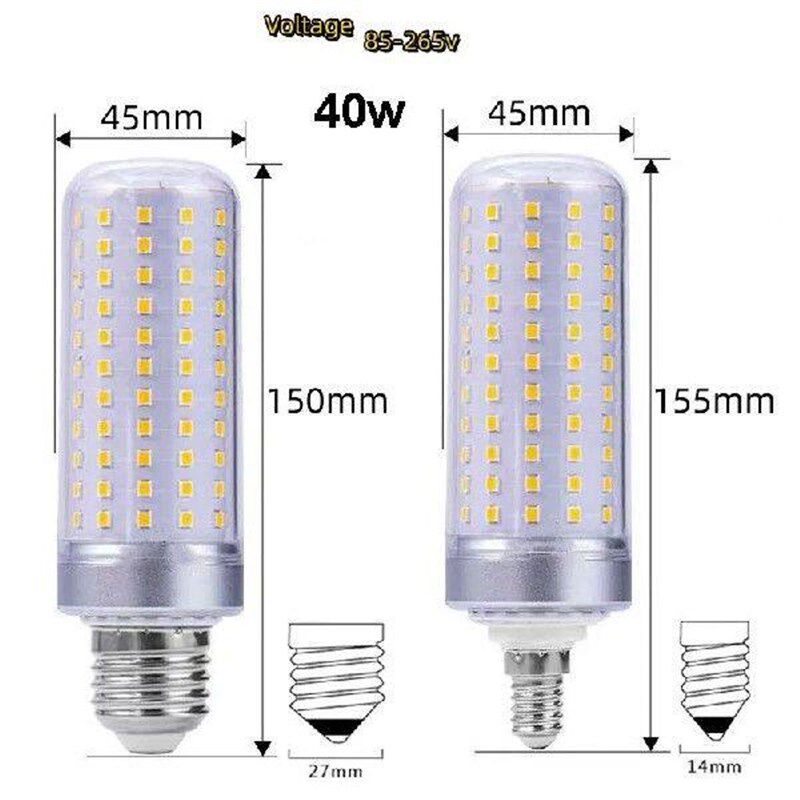 2PCS 110V 220V E27 E26 E14 B22 LED Corn Bulb Lamp 30W 40W