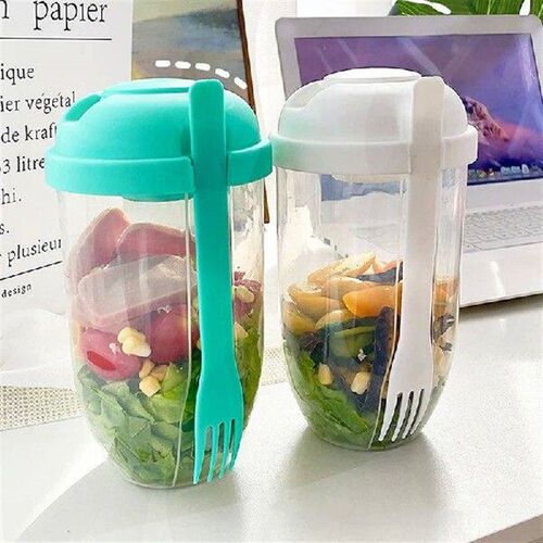 1L Portable Salad Cup Kids Breakfast Salad Bowl With Fork