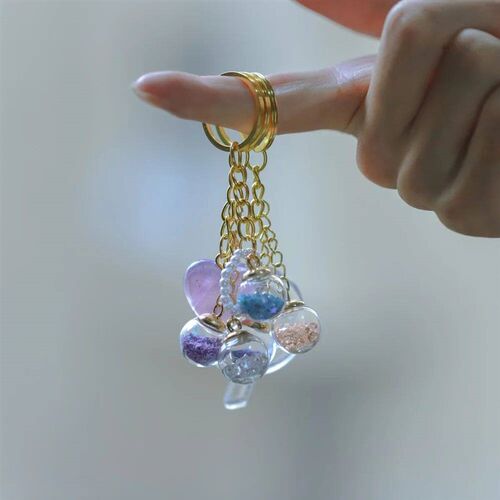 10Pcs Charms Star Sequins Transparent Glass Ball 16mm Pendan