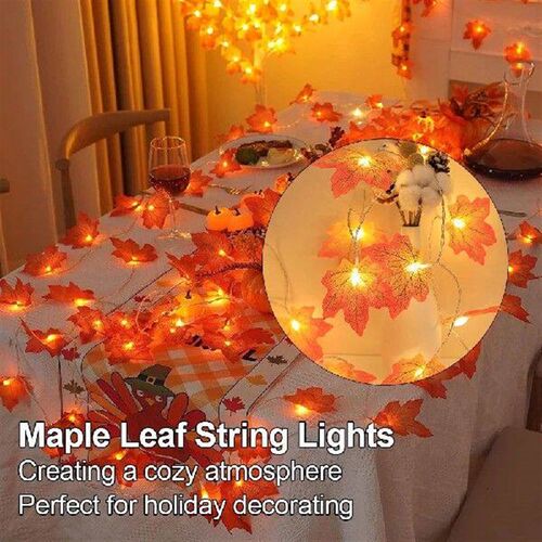Fall Decor 3M LED Autumn Fall Maple Leaves String Lights