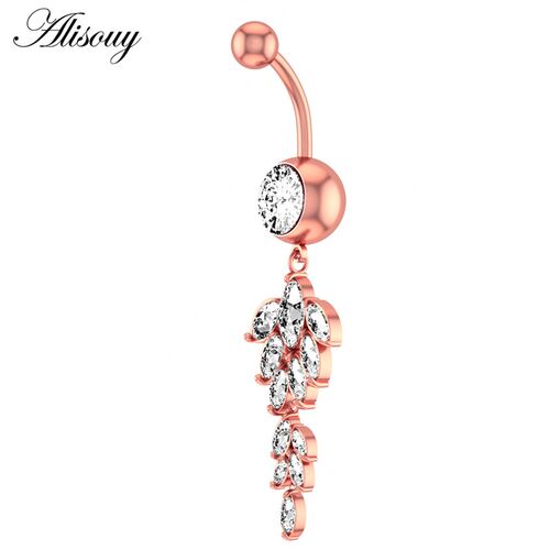 Alisouy 1pc Flower Heart Dangled Belly Navel Piercing Button