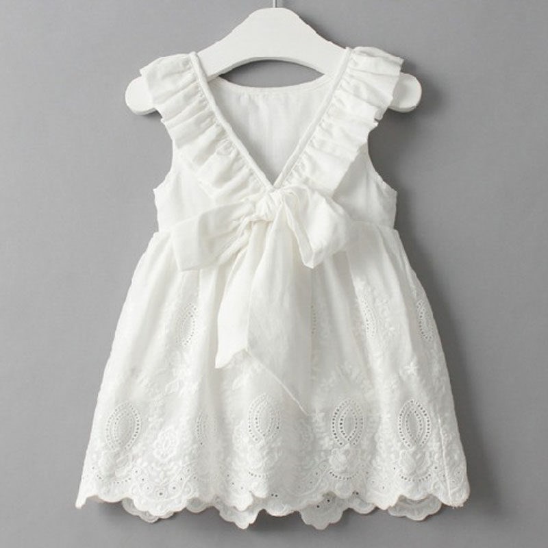 Summer Girls Dress Pure White Temperament Embroidery Casual图片