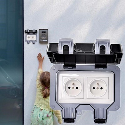 External Outdoor IP66 2 Slot Wall Socket Dustproof Surface-M