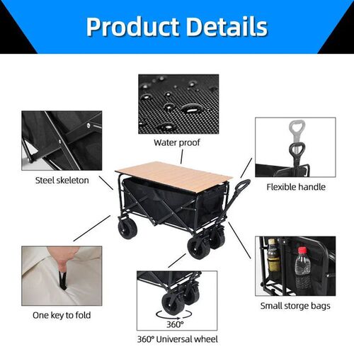 Collapsible Folding Utility Beach Wagon Cart Heavy Duty Larg