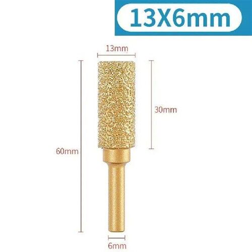 6mm Shank Vacuum Brazed Diamond Burr Head Grinding Rotary