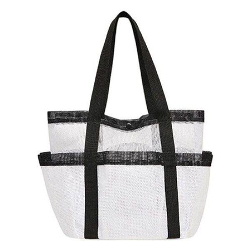 Foldable Mesh Beach Bag with 7 Pockets Swim Pool Tote Bag
