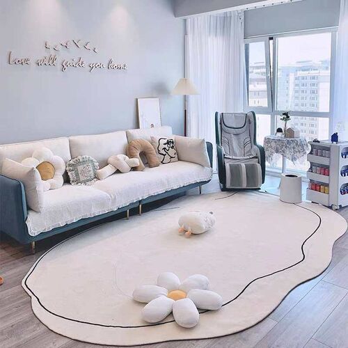 Quiet Style Minimalist White Cashmere  Shaped Living Room Be
