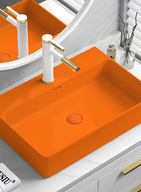 橙色台上盆陶瓷洗手池洗手盆洗脸盆长方形洗漱洗面盆台盆水盆水池