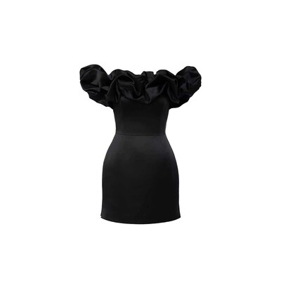 2024 Summer Women Ruffles Slash Neck Bodycon Package Hip Par