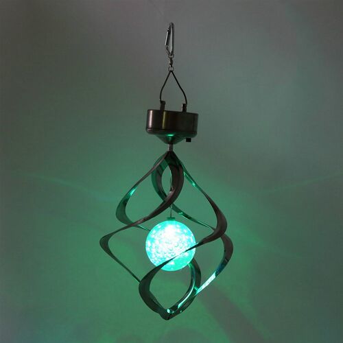 ICOCO Color Changing Solar Powered LED Wind Chimes Wind Spin