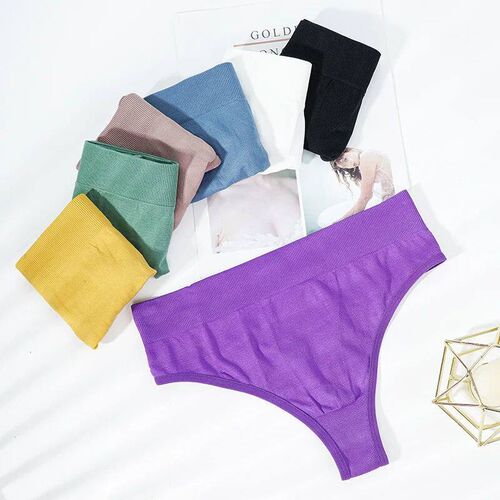 2PCS/SET High Waist Seamless Thongs Women T-back Panties M-2
