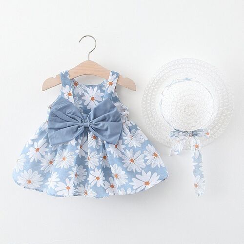 New Baby Girl Beach Princess Dress Cute Bow Flower Sleeveles