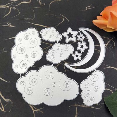 Metal Cutting Dies Night Sky Clouds Stars Moon Decoration