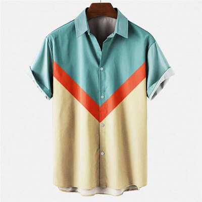 Mens Shirt Stripes Creative 3d Printing Shirt For Men Fashi