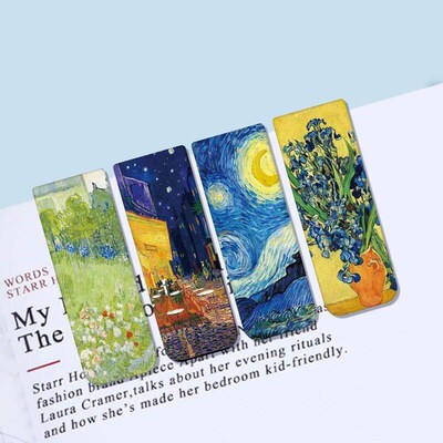 4 pcs/set World Famous Paintings Magnetic Bookmark Creative
