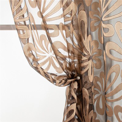 Sheer Curtains Geometric Window Tulle Curtains Jacquard Curt