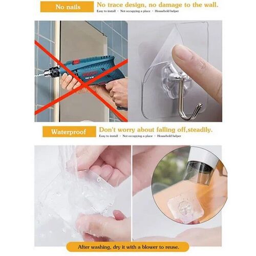 Transparent Wall Hooks Hangers Self Adhesive Door Wall Hang