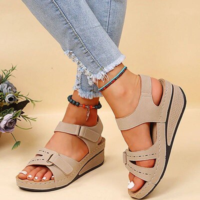 Fashion Women Sandals Shoes Wedge Walking Shoes Huaraches
