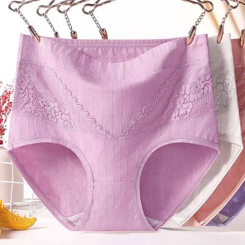 3pcs Cotton Women Panties Lady Plus Size Underwear Lace High