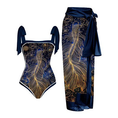 Swimsuit Women Plus Size Bikini Vintage Colorblock Abstract