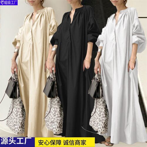 2025 tton And Linen Dress Japanese Simple Loose Casual Dress