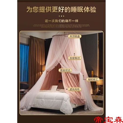 Bedside Double-layer Mosquito Net Bed Curtain Integrated Bla