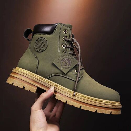 High Top Boots Men Leather Shoes Fashion Motorcycle Ankle Mi