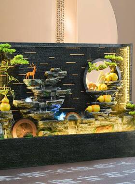 幕墙流水屏风客厅假环山喷泉酒PIB店庭院水循水件景观招财落地摆